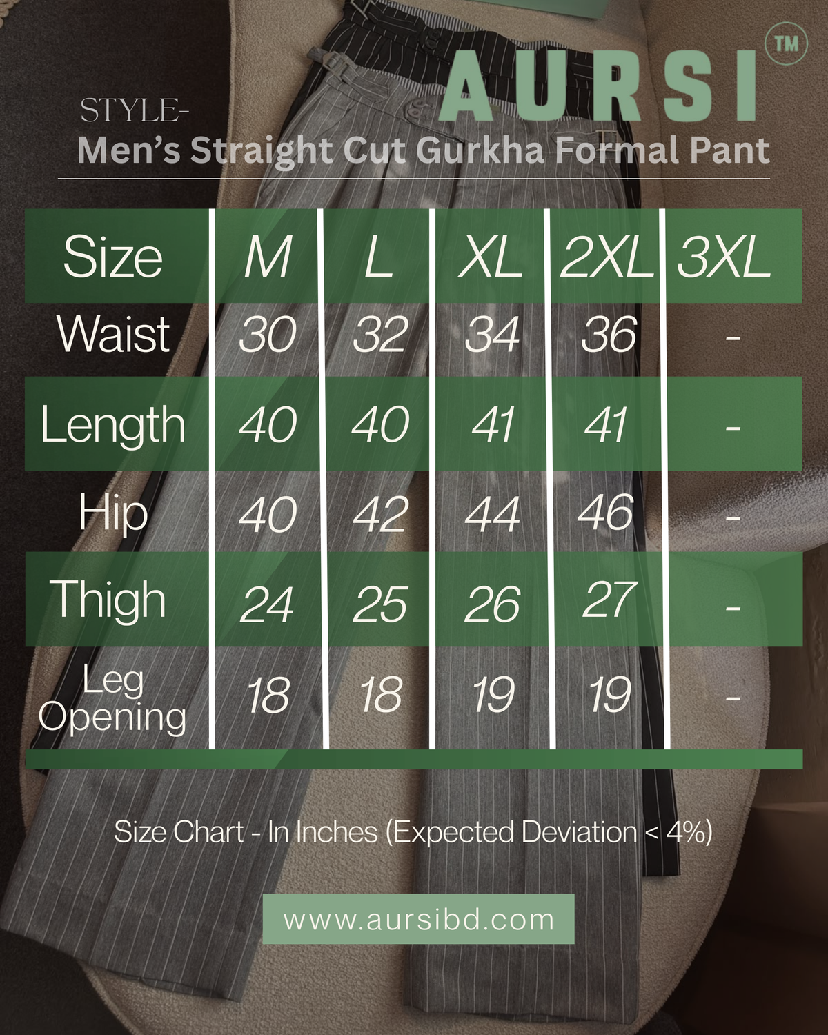 Men's Straight Cut Gurkha Formal Pant 26- 102-B