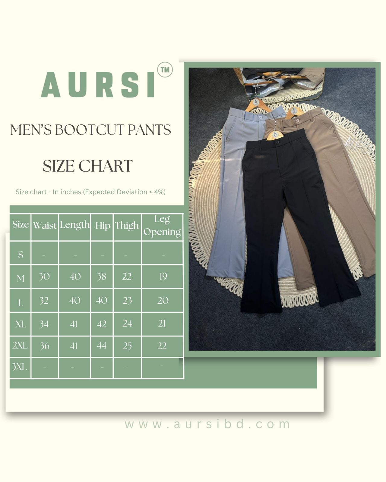 Men's Bootcut Pants (Off White)