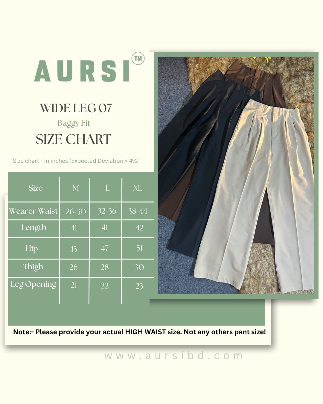 Ladies Loose Fit Wide Leg Pants - 07 (Cream)