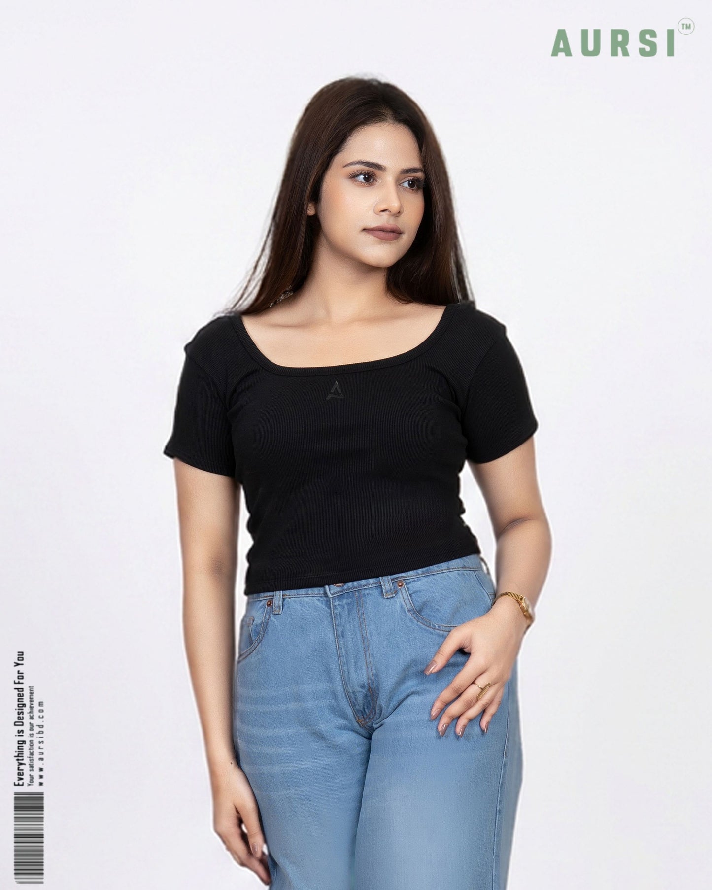 Square Neck Crop Top (Black)