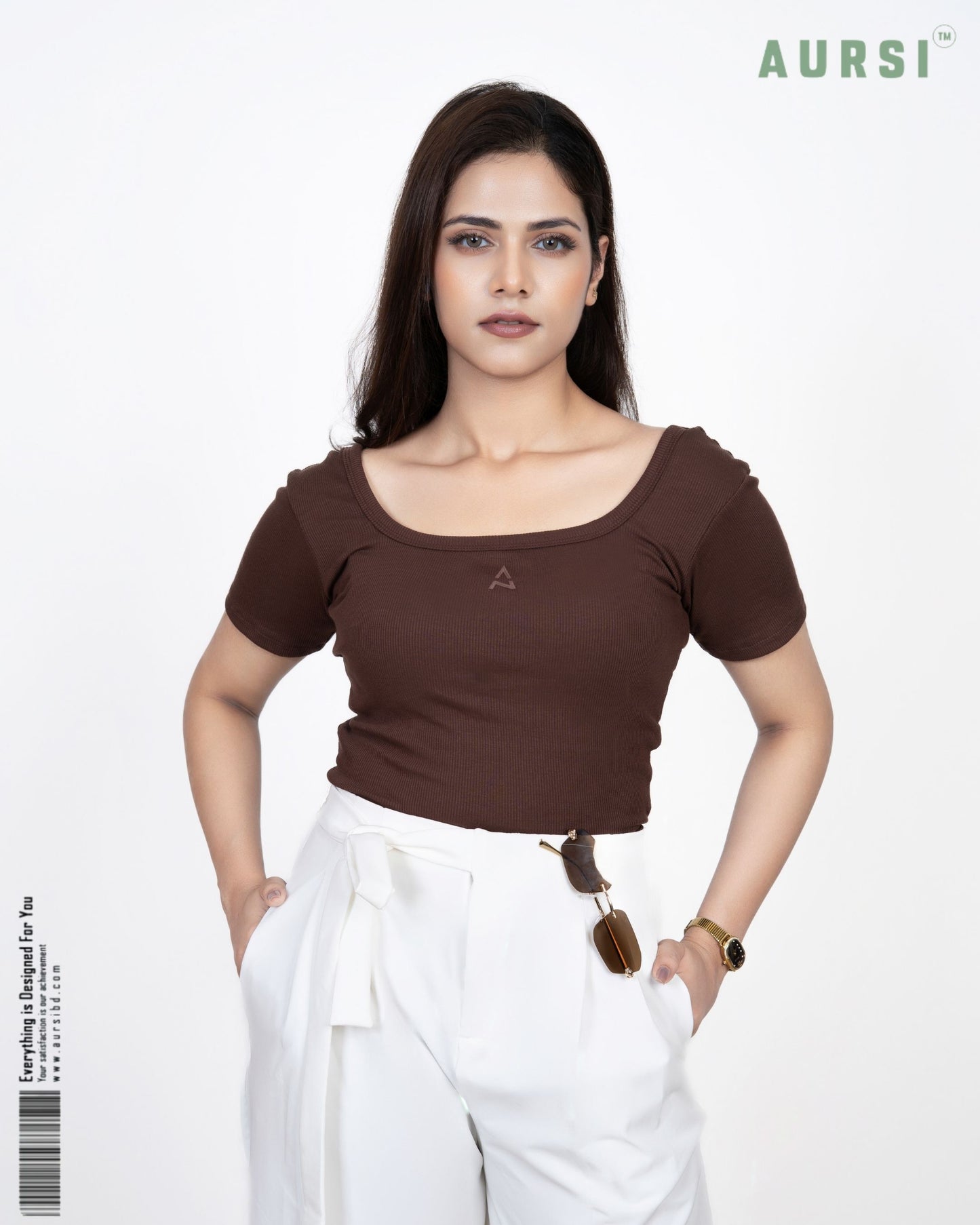 Square Neck Crop Top (Chocolate)