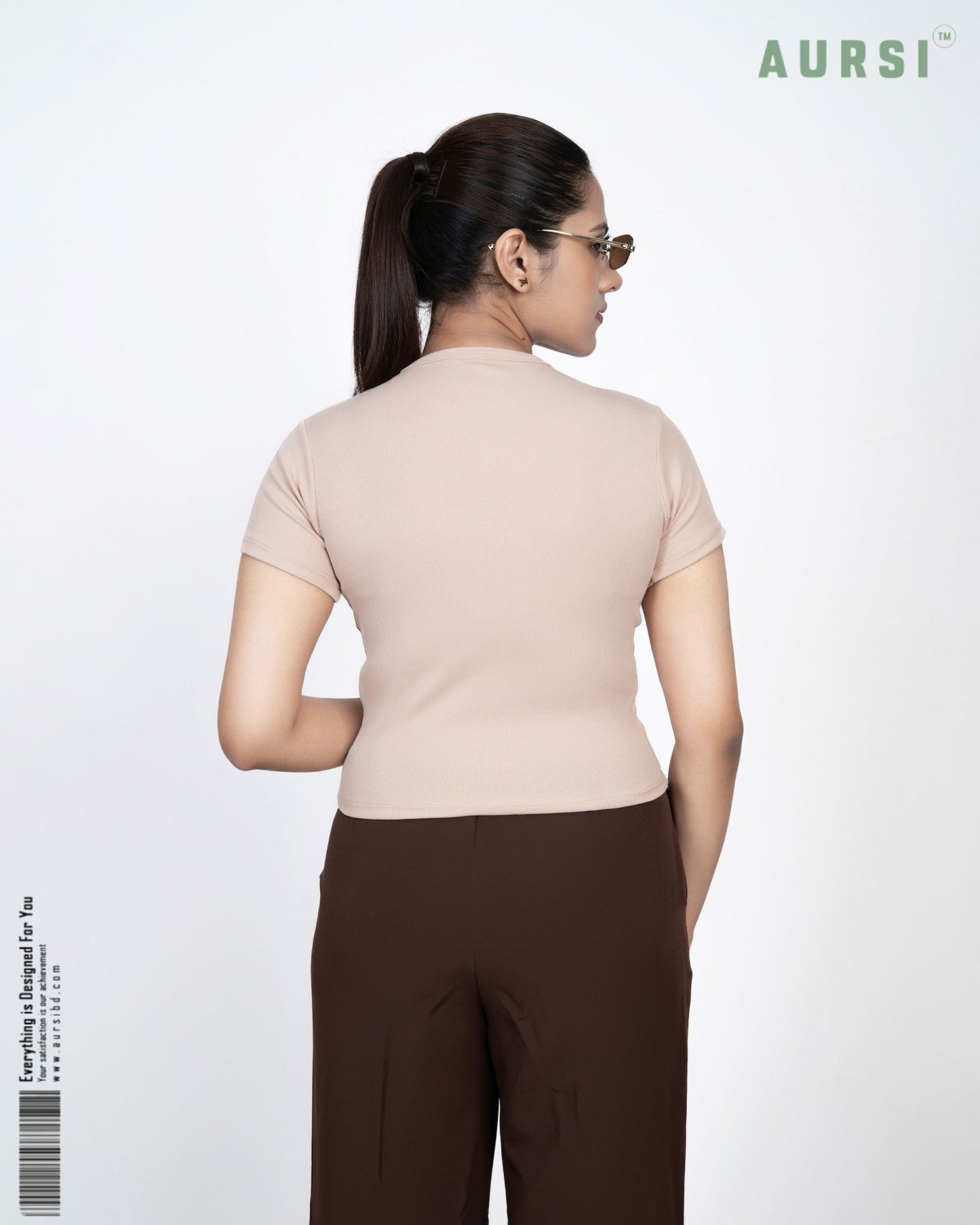 Round Neck Crop Top (Beige)