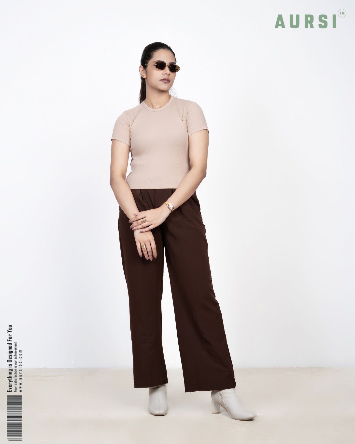 Round Neck Crop Top (Beige)