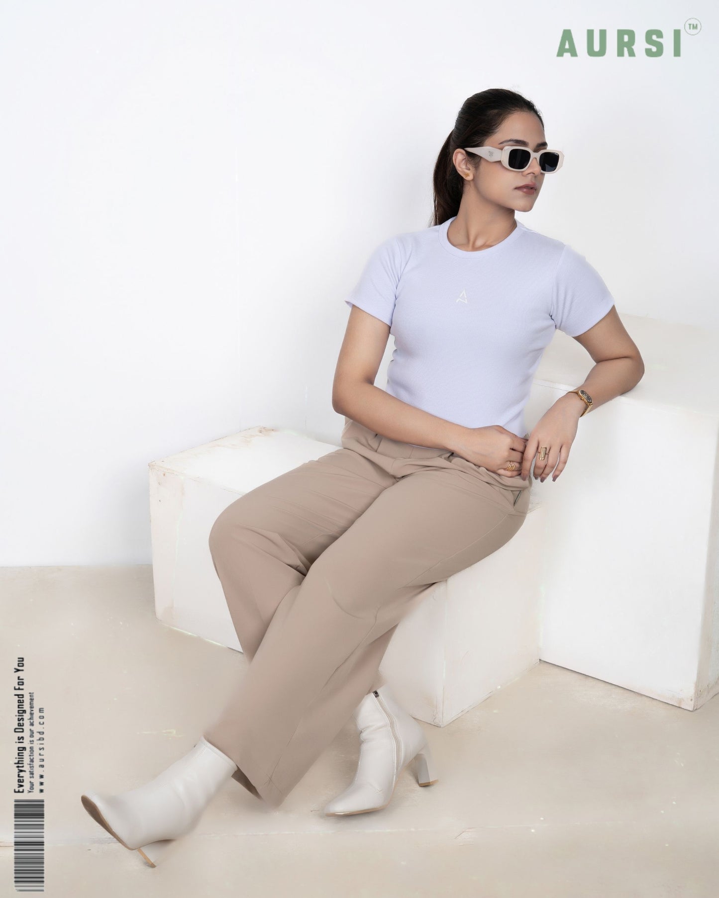 Round Neck Crop Top (White)