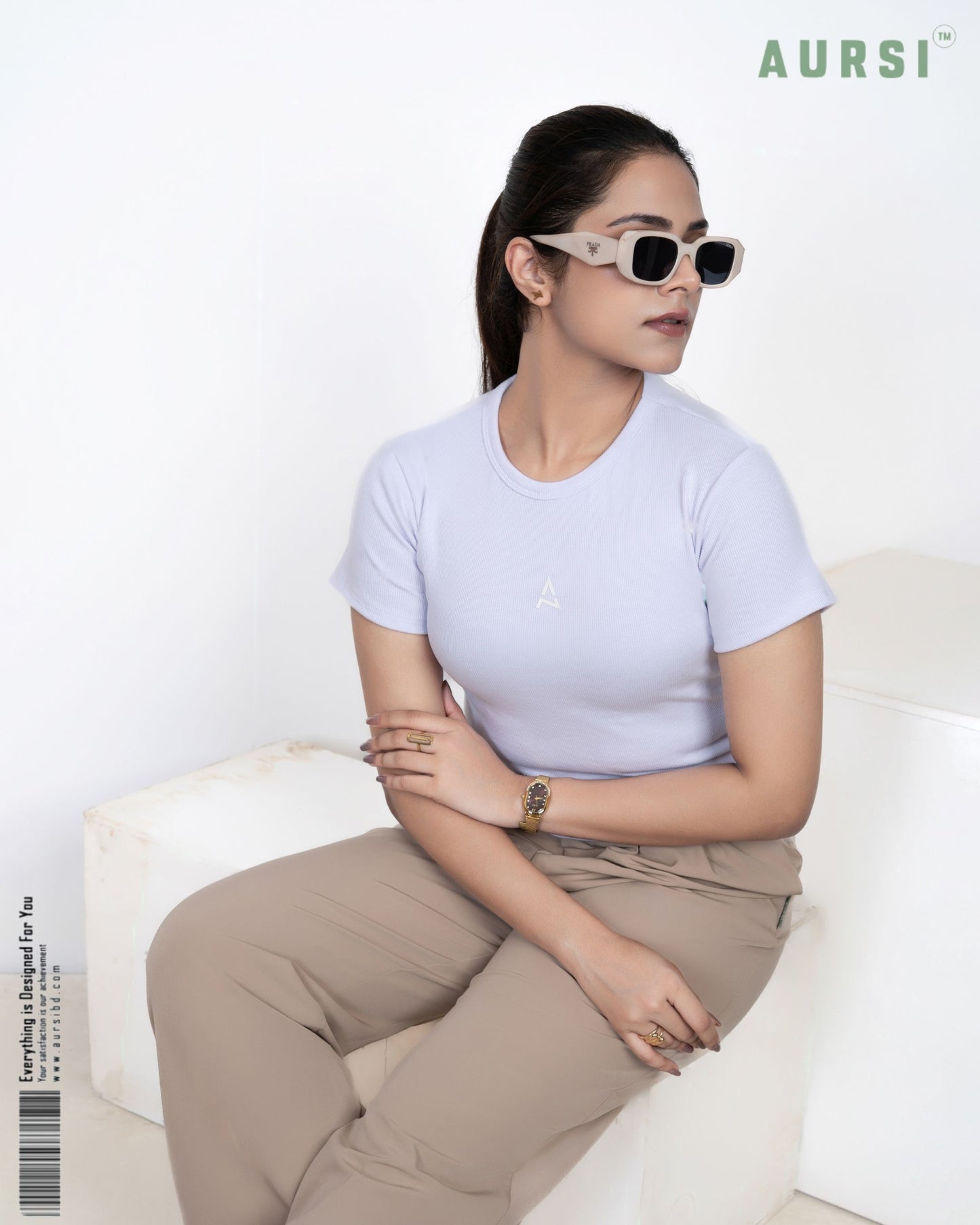 Round Neck Crop Top (White)