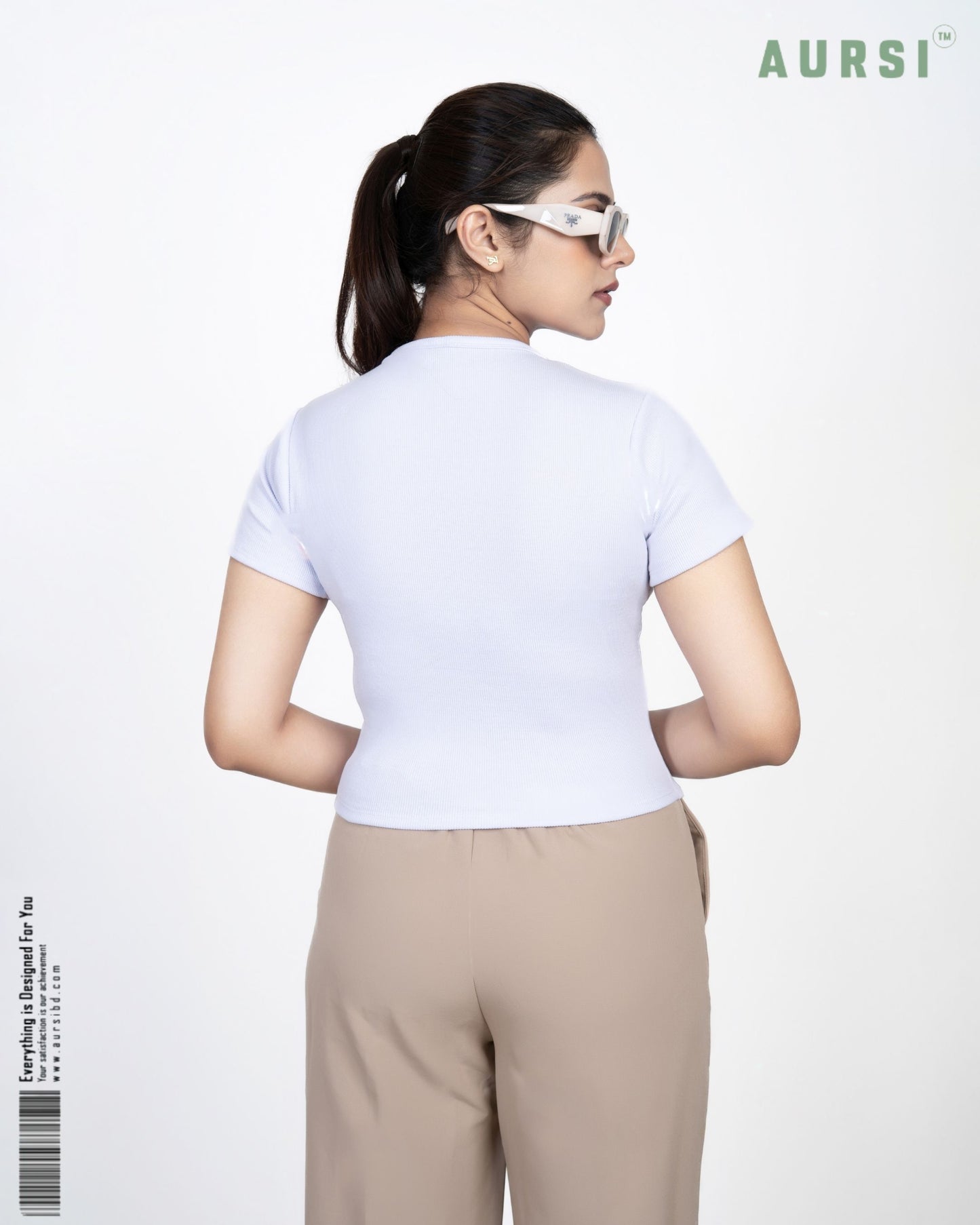 Round Neck Crop Top (White)