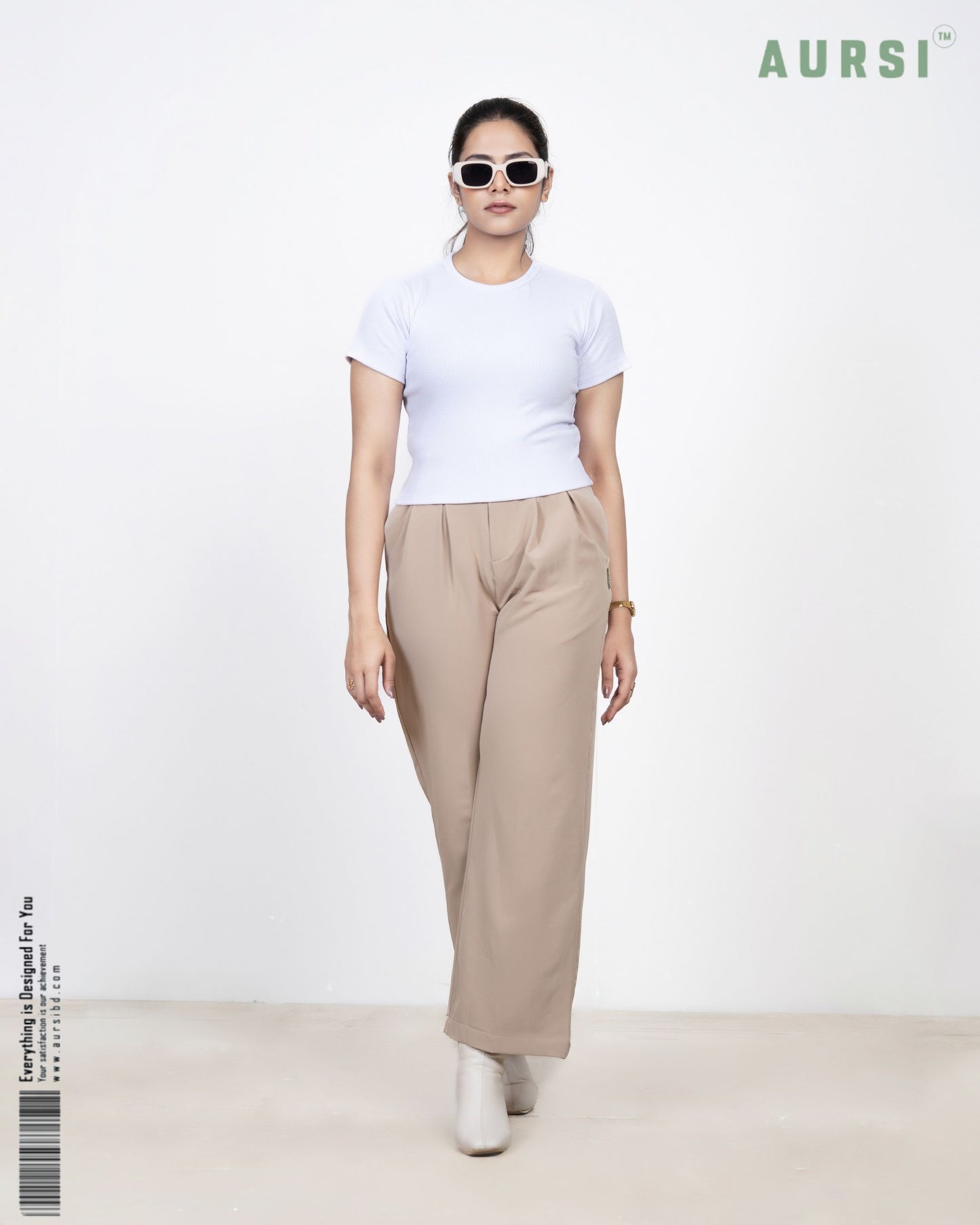 Round Neck Crop Top (White)