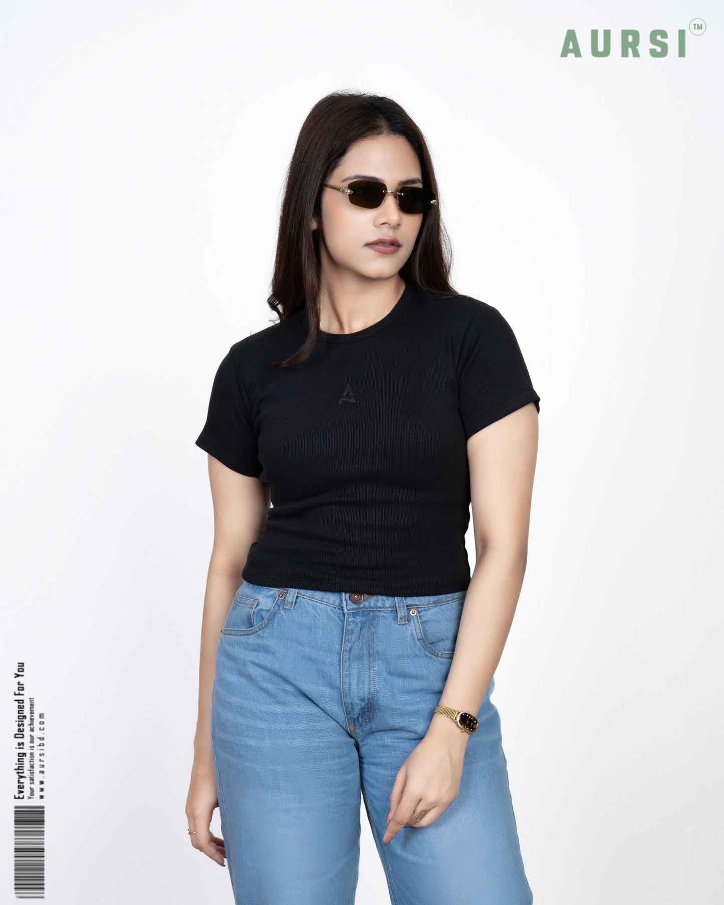 Round Neck Crop Top (Black)