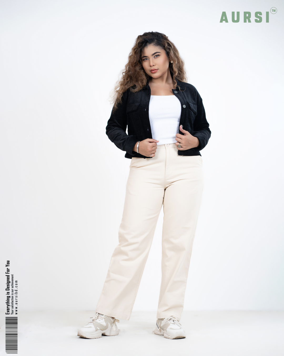 Embroidered Ladies Crop Jacket (Black)