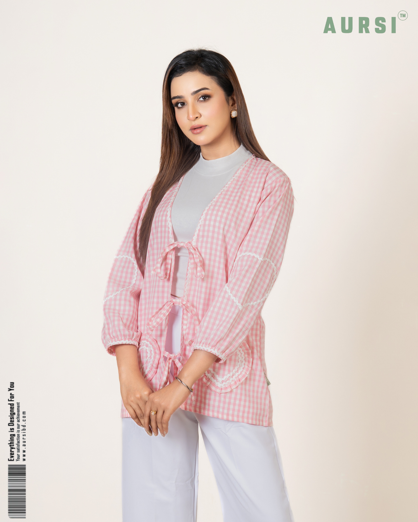 Korean Inspired Top 26-04-C (Pink Check)