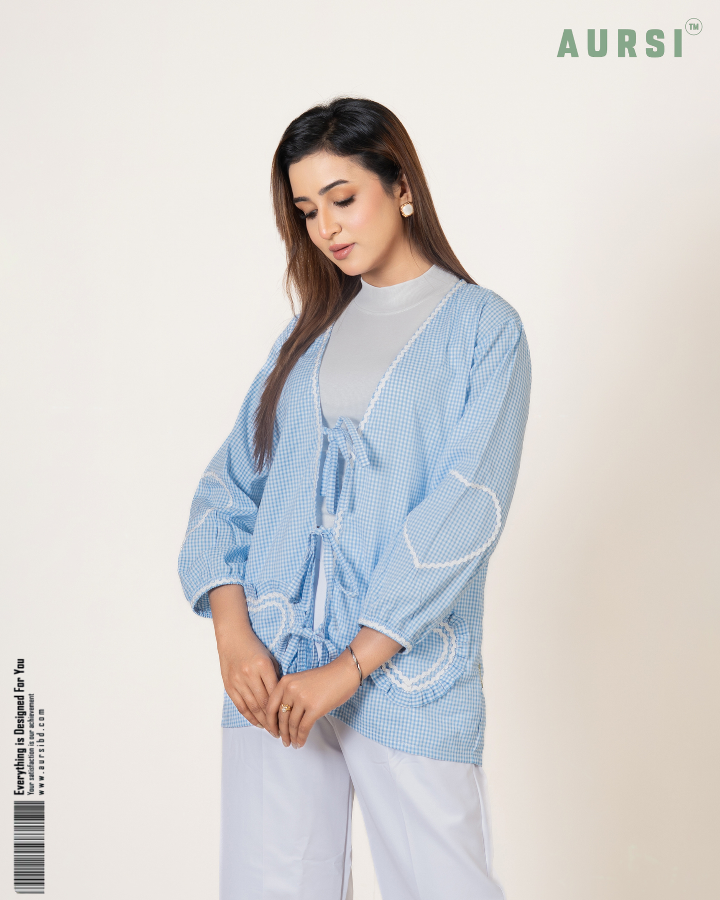 Korean Inspired Gingham Top 26-04-A (Blue Check)