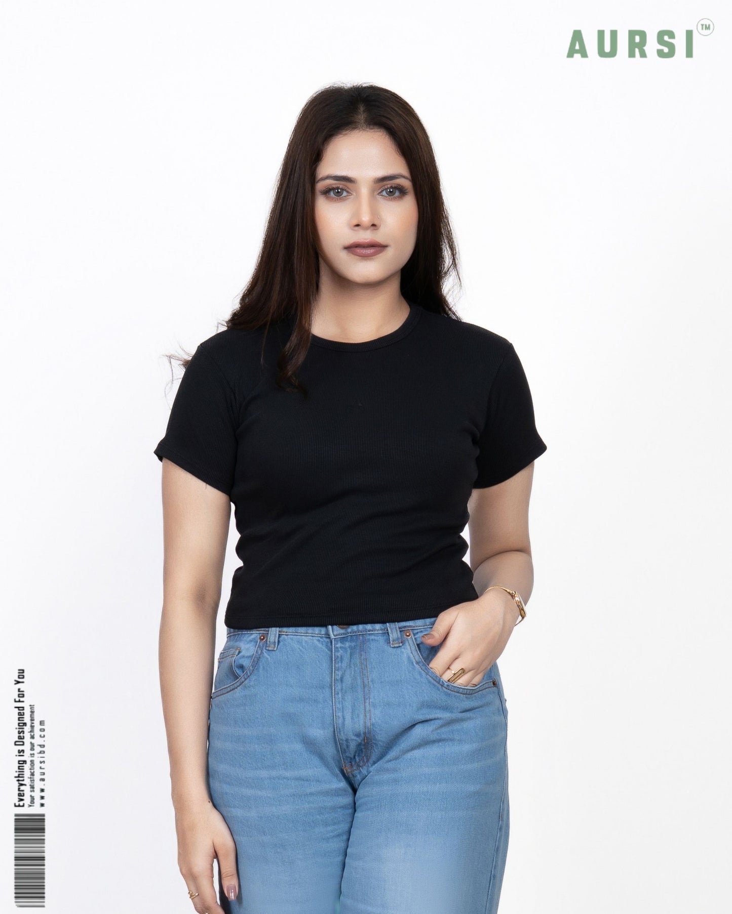 Round Neck Crop Top (Black)