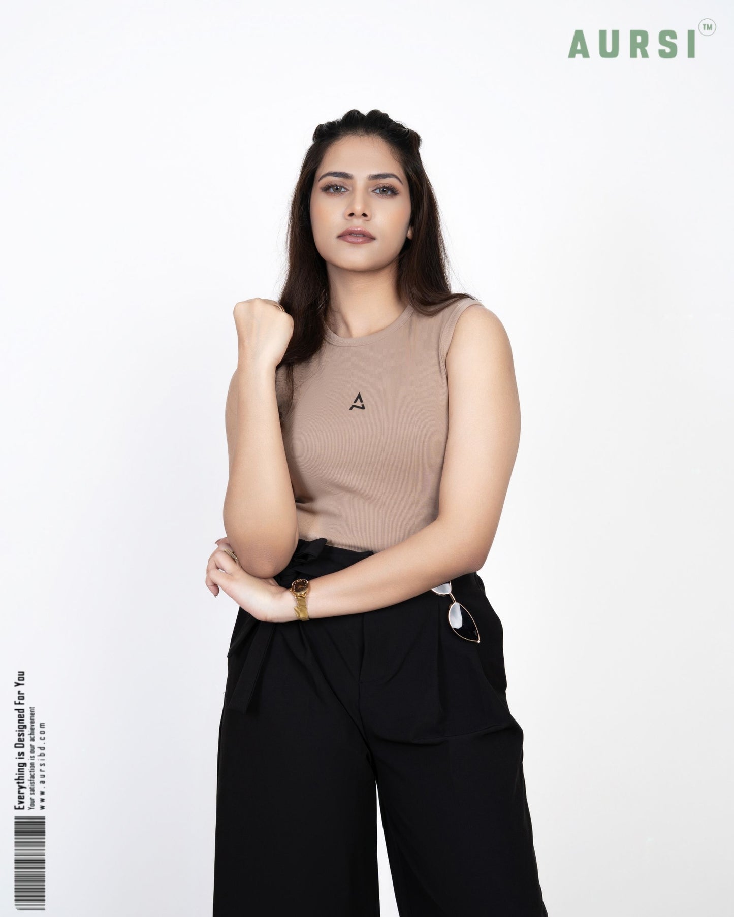 Round Neck Tank Top by AURSI (Beige)