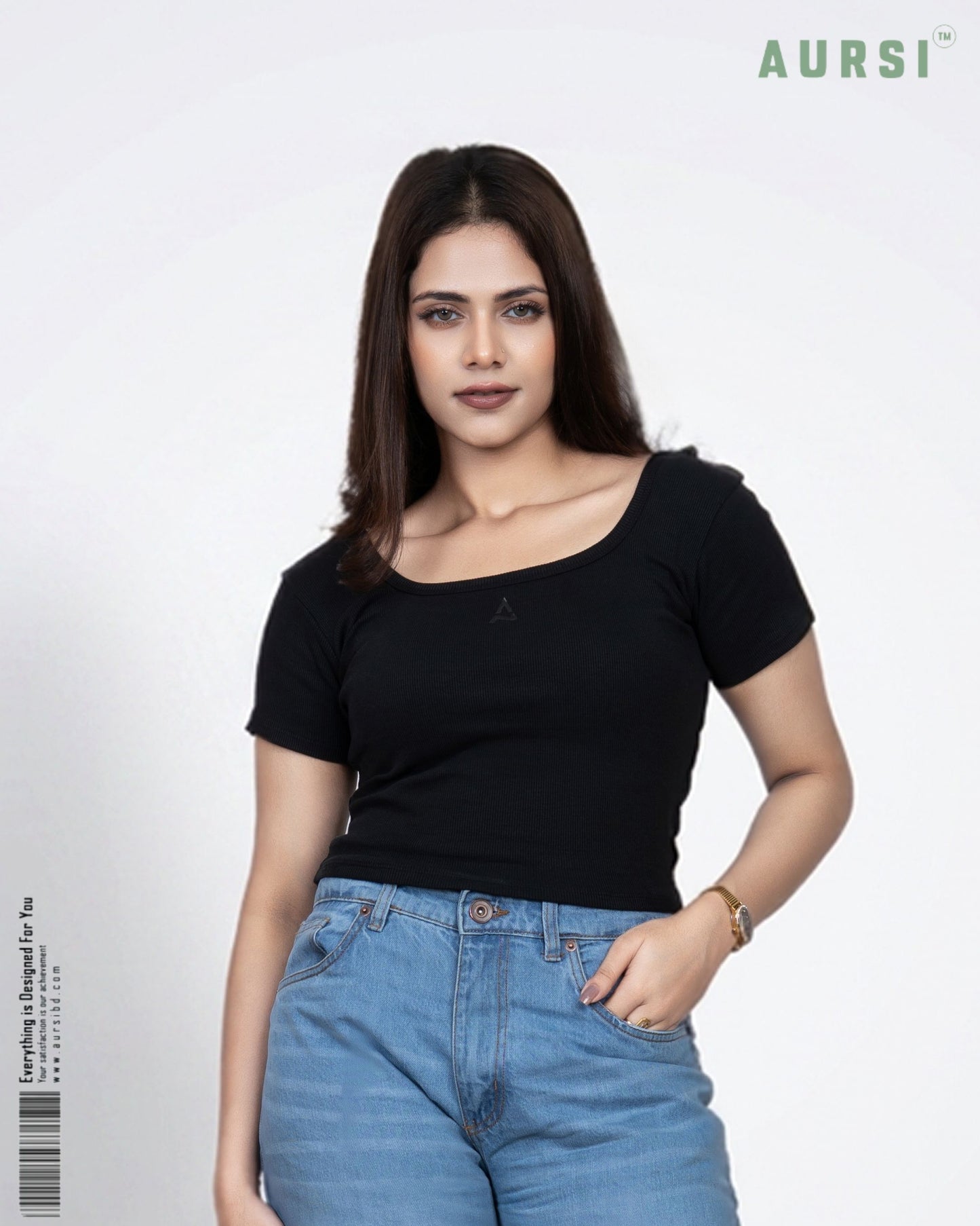 Square Neck Crop Top (Black)