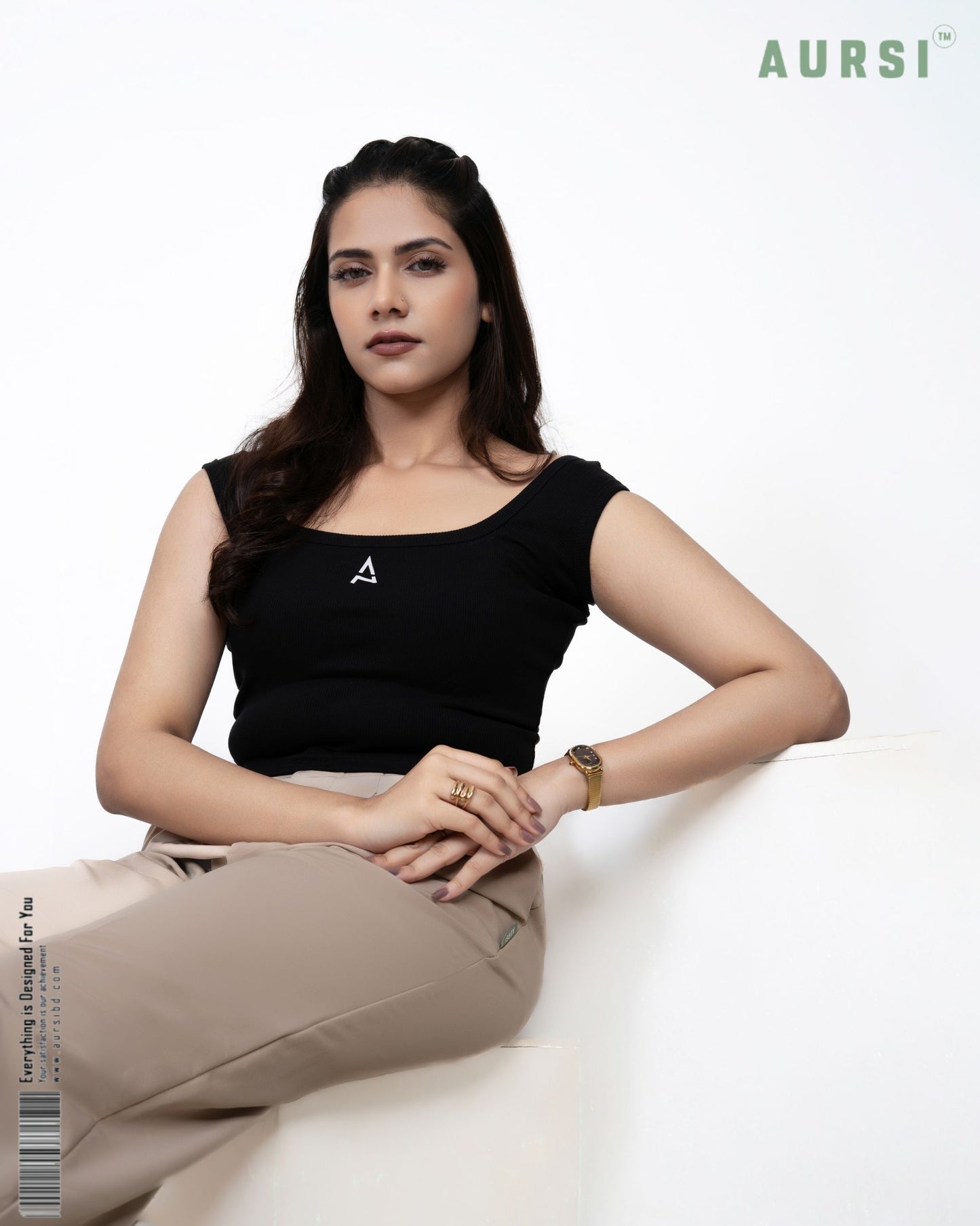 Square Neck Tank Top by AURSI (Black)