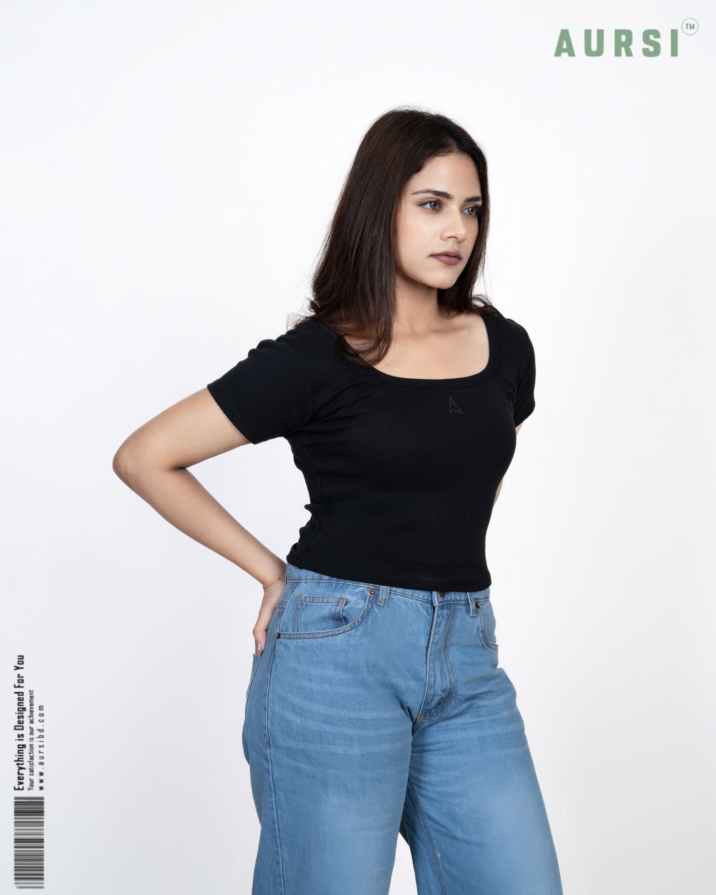 Square Neck Crop Top (Black)