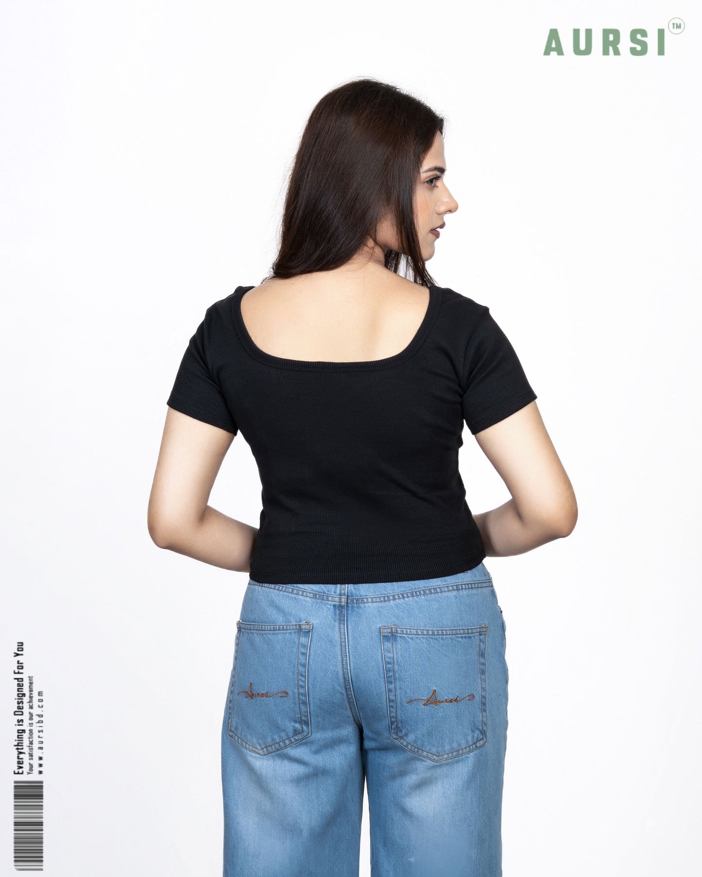 Square Neck Crop Top (Black)