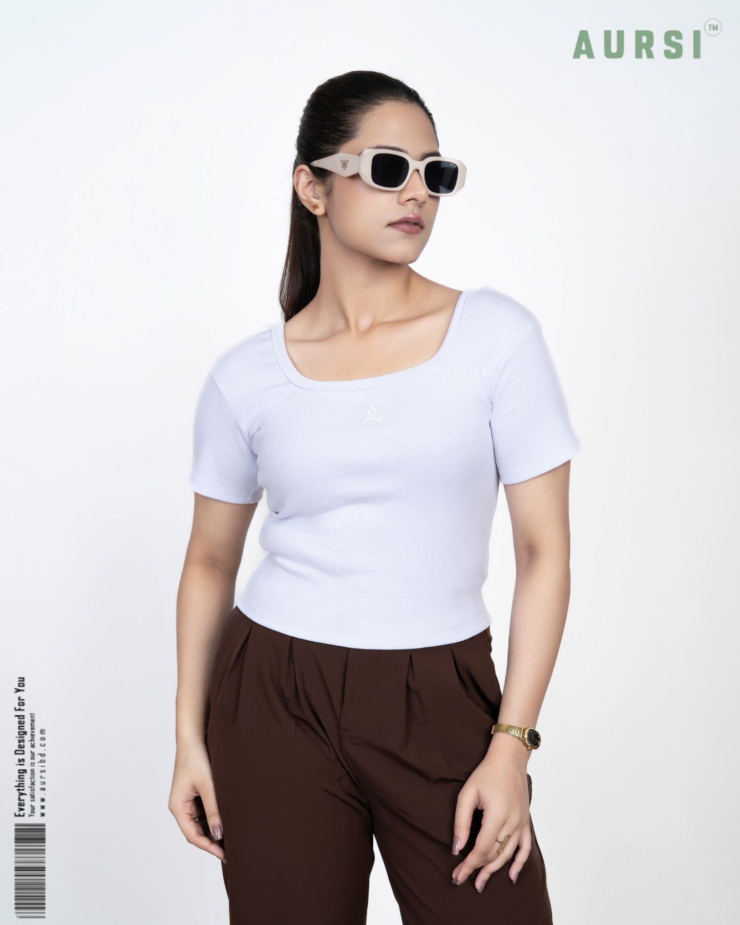Square Neck Crop Top (White)