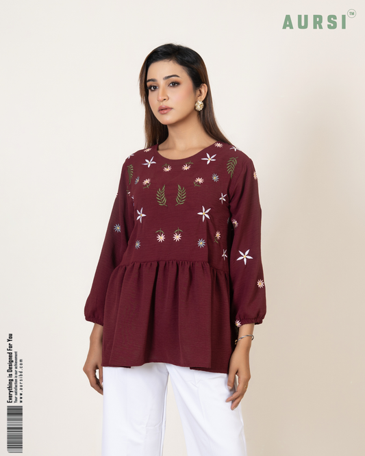 Modest Western Top 26-03-A (Maroon)