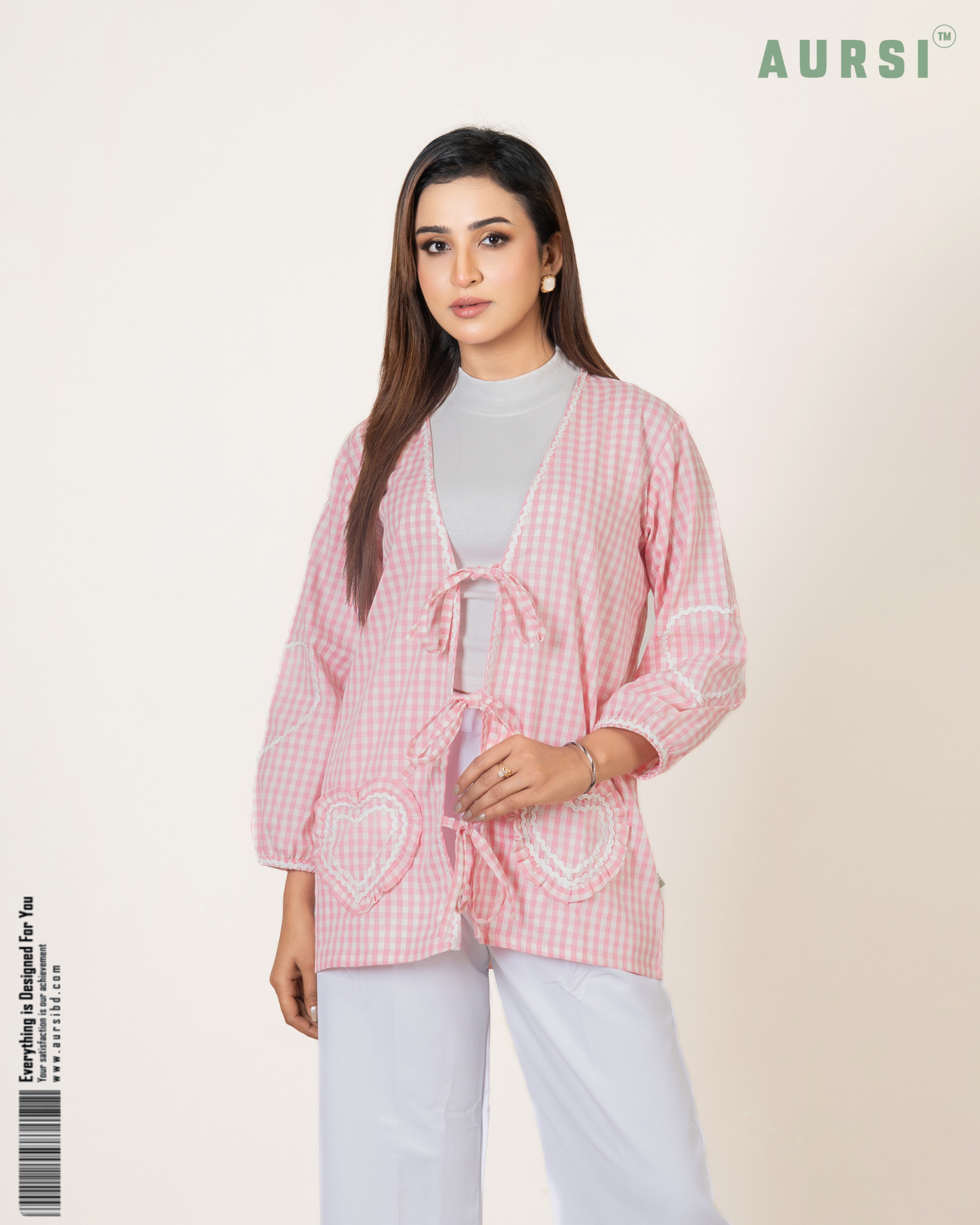 Korean Inspired Top 26-04-C (Pink Check)