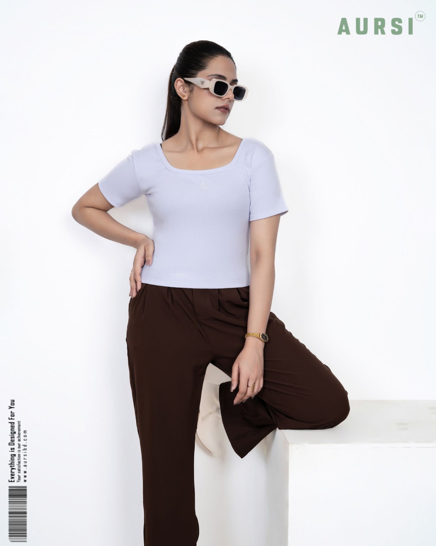 Square Neck Crop Top (White)