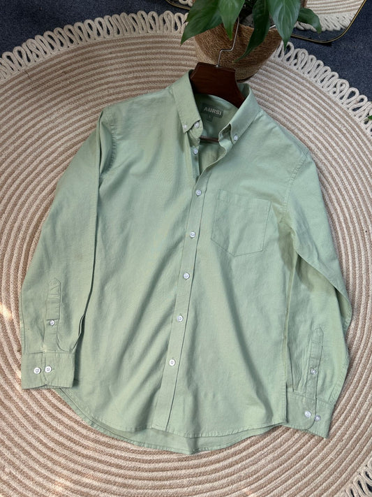 Men's Oxford Long Sleeve Formal Shirt - 26-26 (Pastel Green)