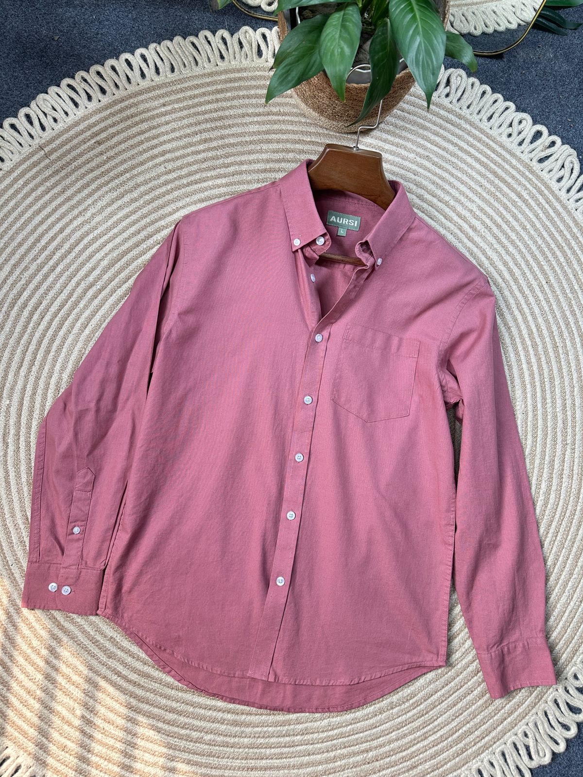 Men's Oxford Long Sleeve Formal Shirt - 26-25 (Peach)