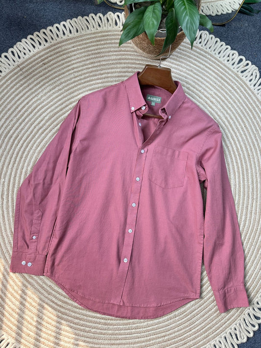 Men's Oxford Long Sleeve Formal Shirt - 26-25 (Peach)