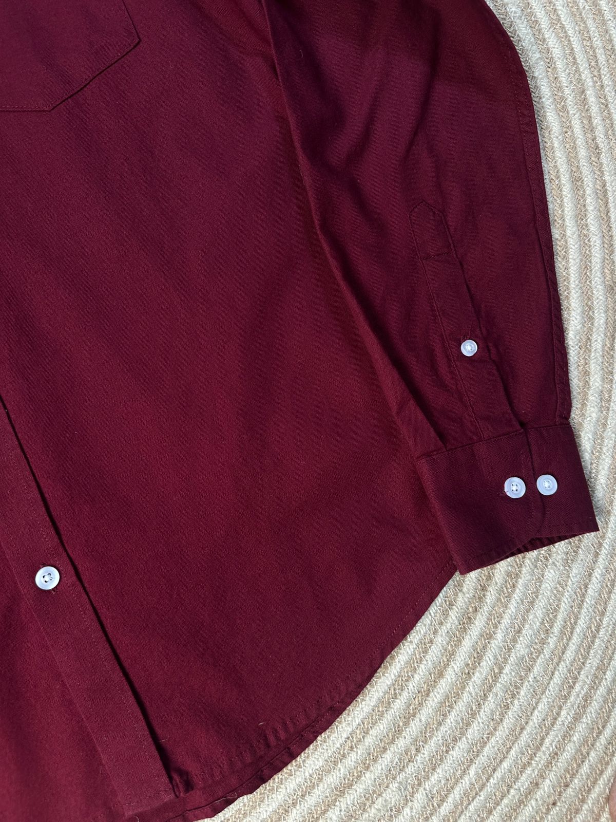 Men's Oxford Long Sleeve Formal Shirt - 26-24 (Maroon)