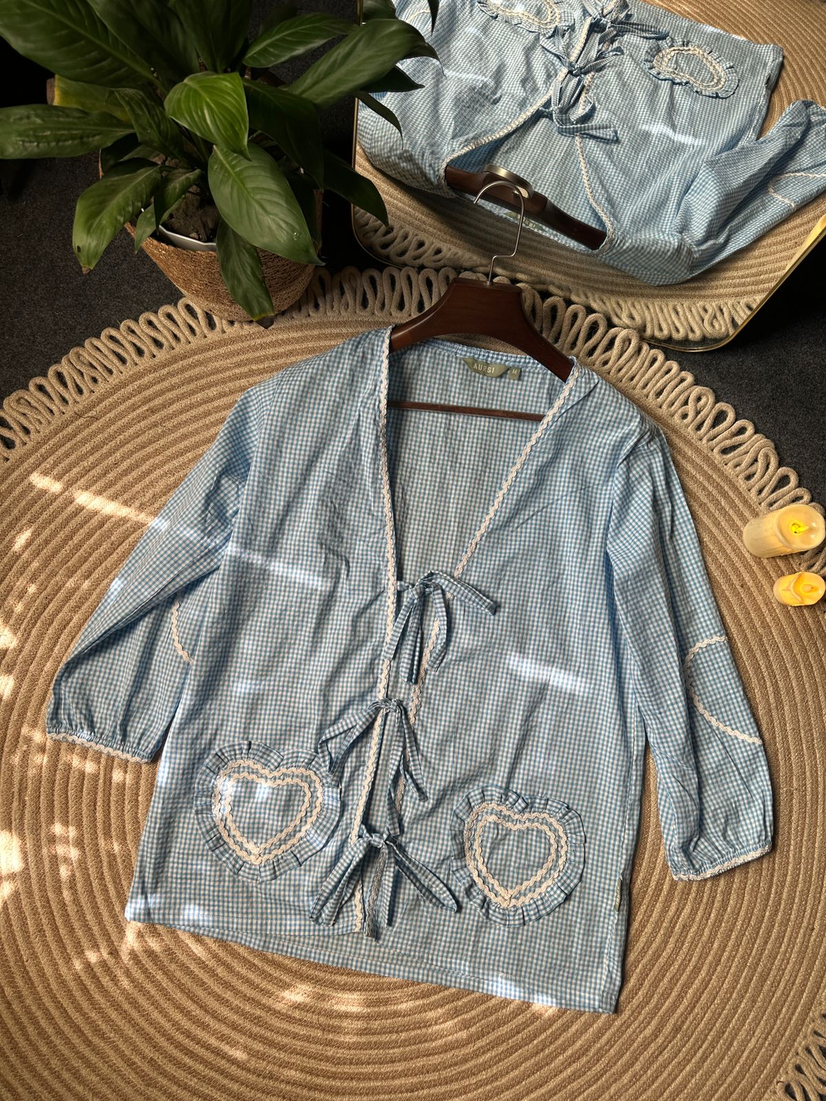 Korean Inspired Gingham Top 26-04-A (Blue Check)