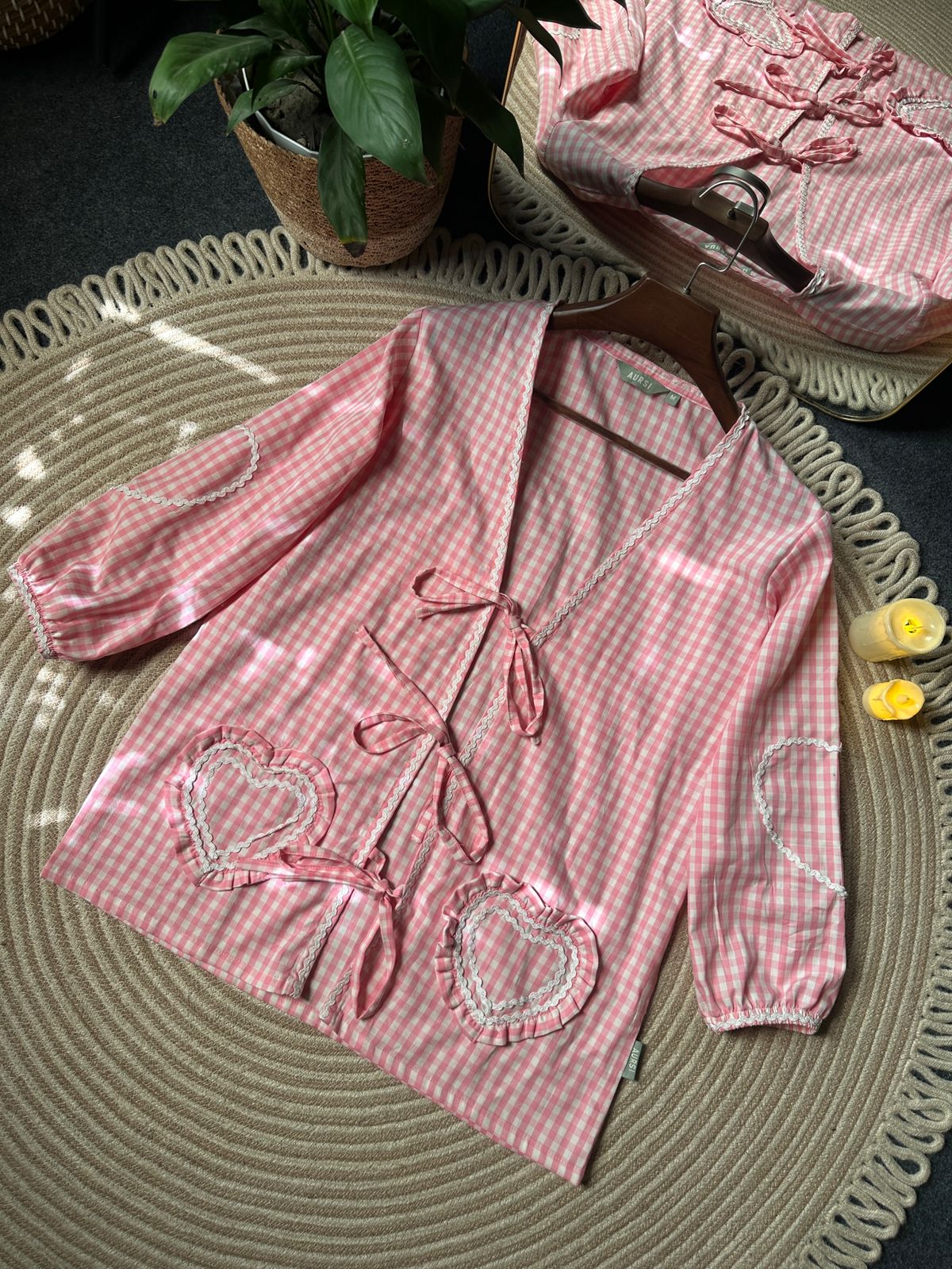 Korean Inspired Top 26-04-C (Pink Check)