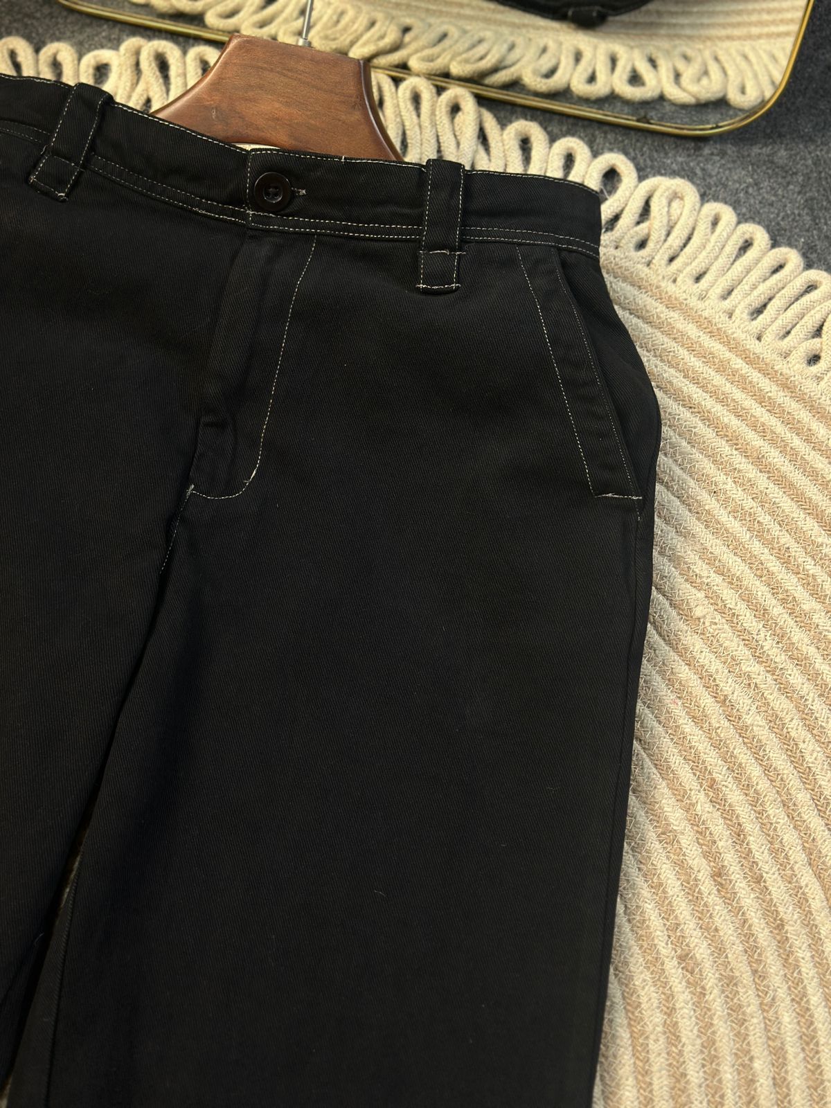 Contrast Thread Baggy Pant (Black)