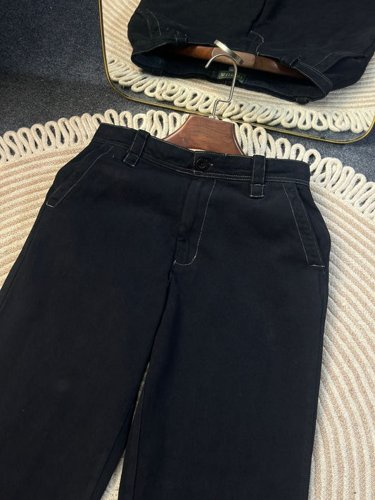 Contrast Thread Baggy Pant (Black)