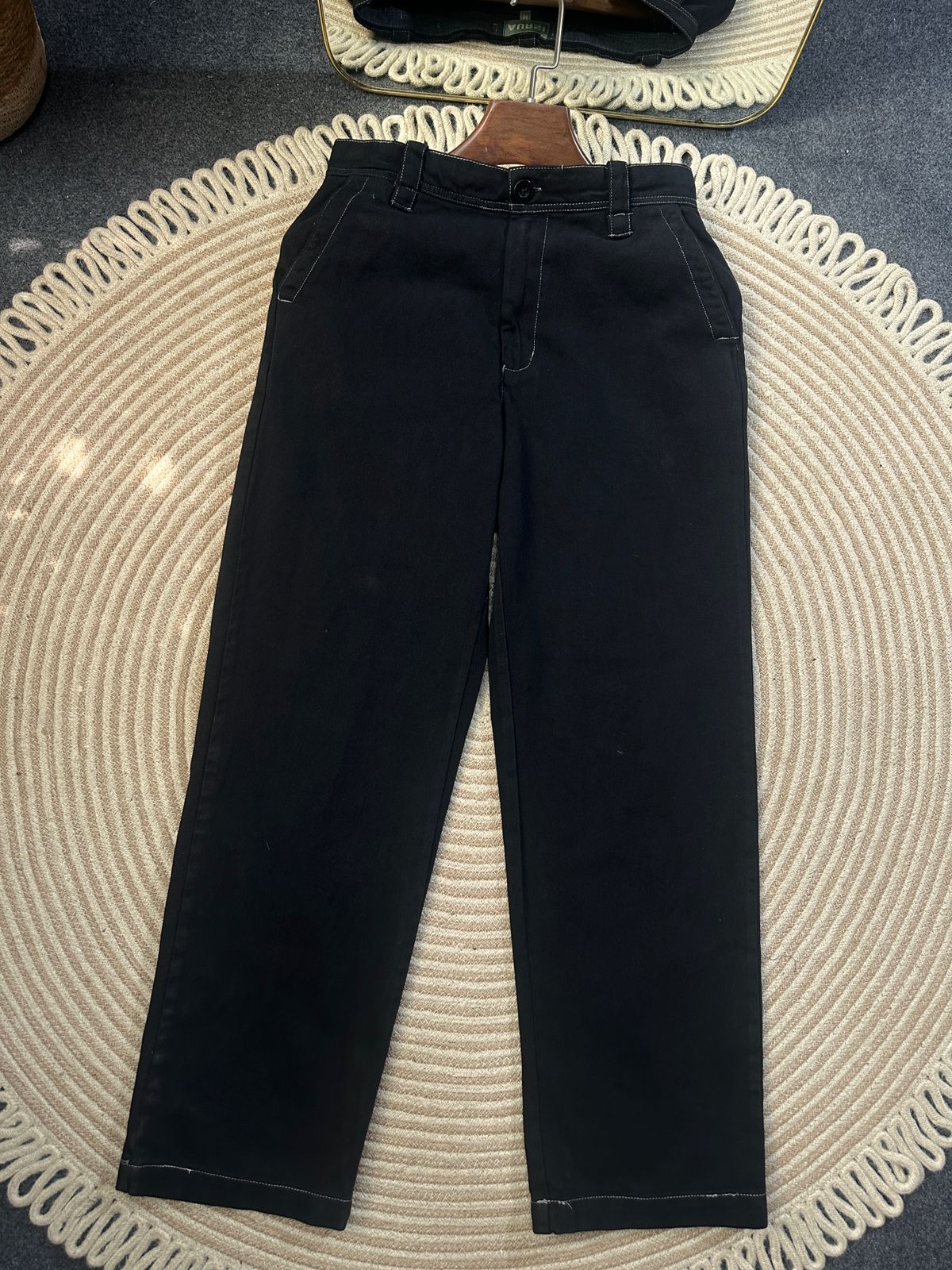 Contrast Thread Baggy Pant (Black)
