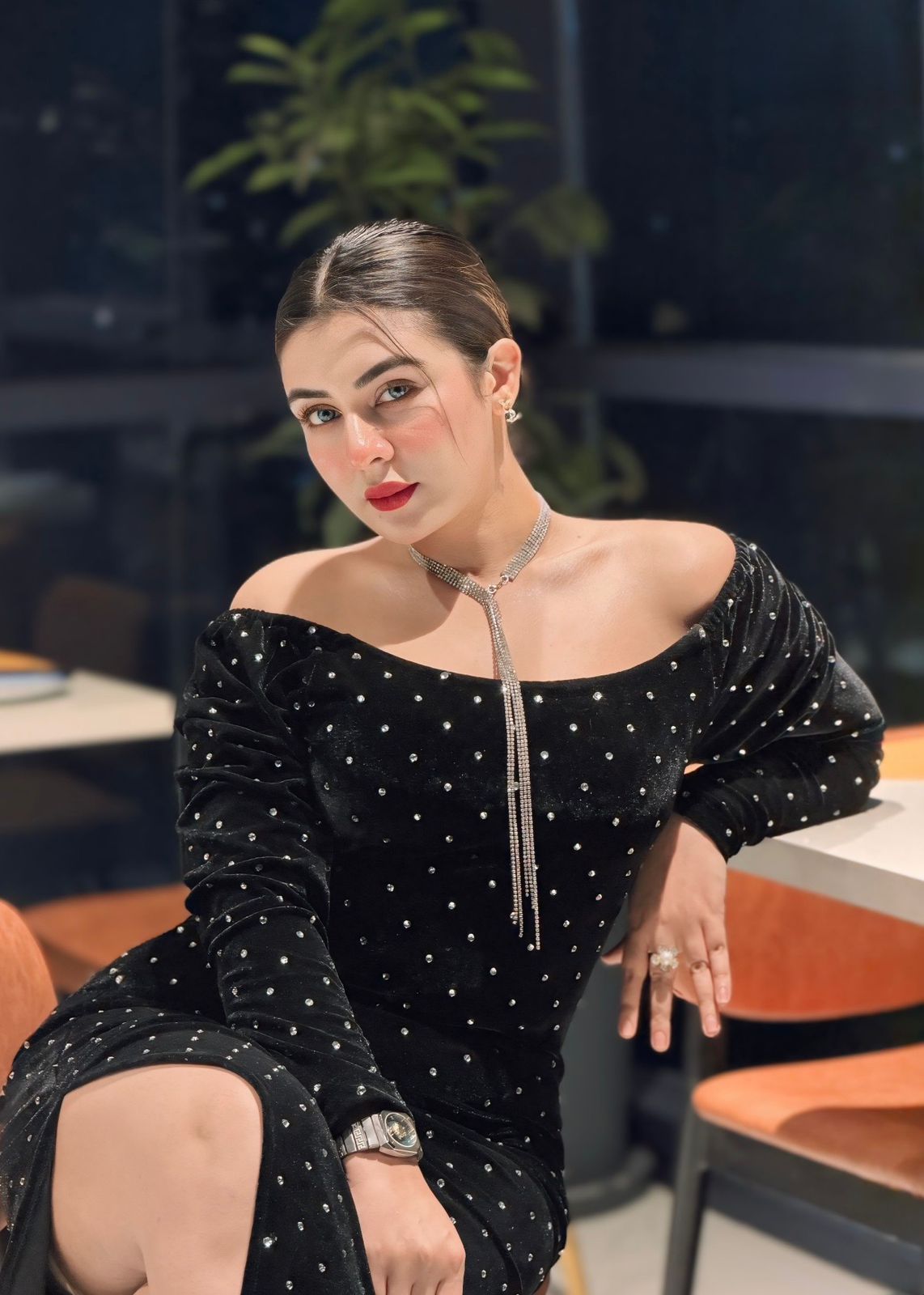 Stone Attached Black Bodycon 26-10