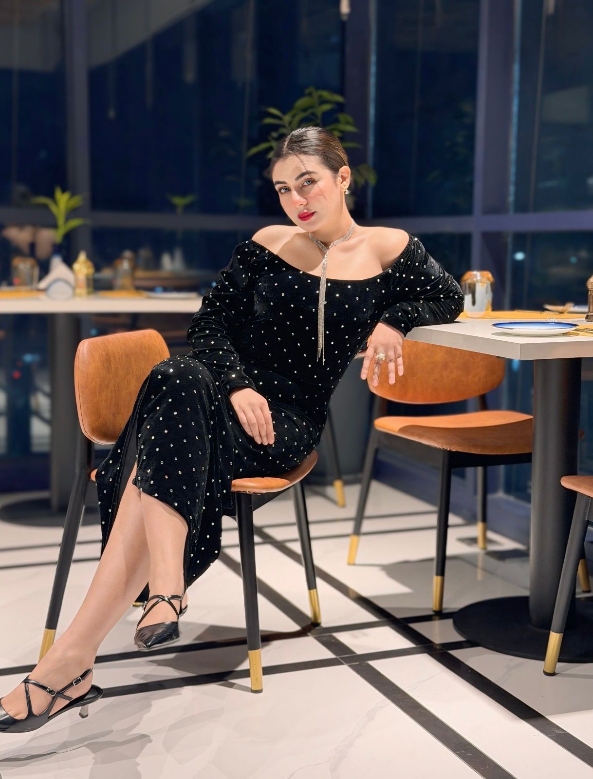 Stone Attached Black Bodycon 26-10