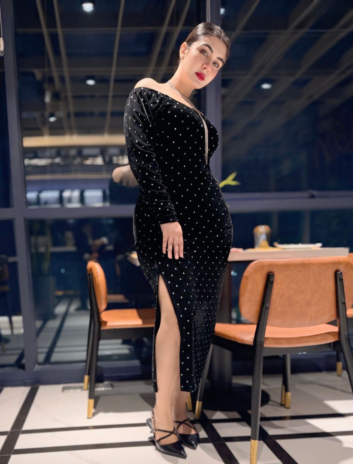 Stone Attached Black Bodycon 26-10