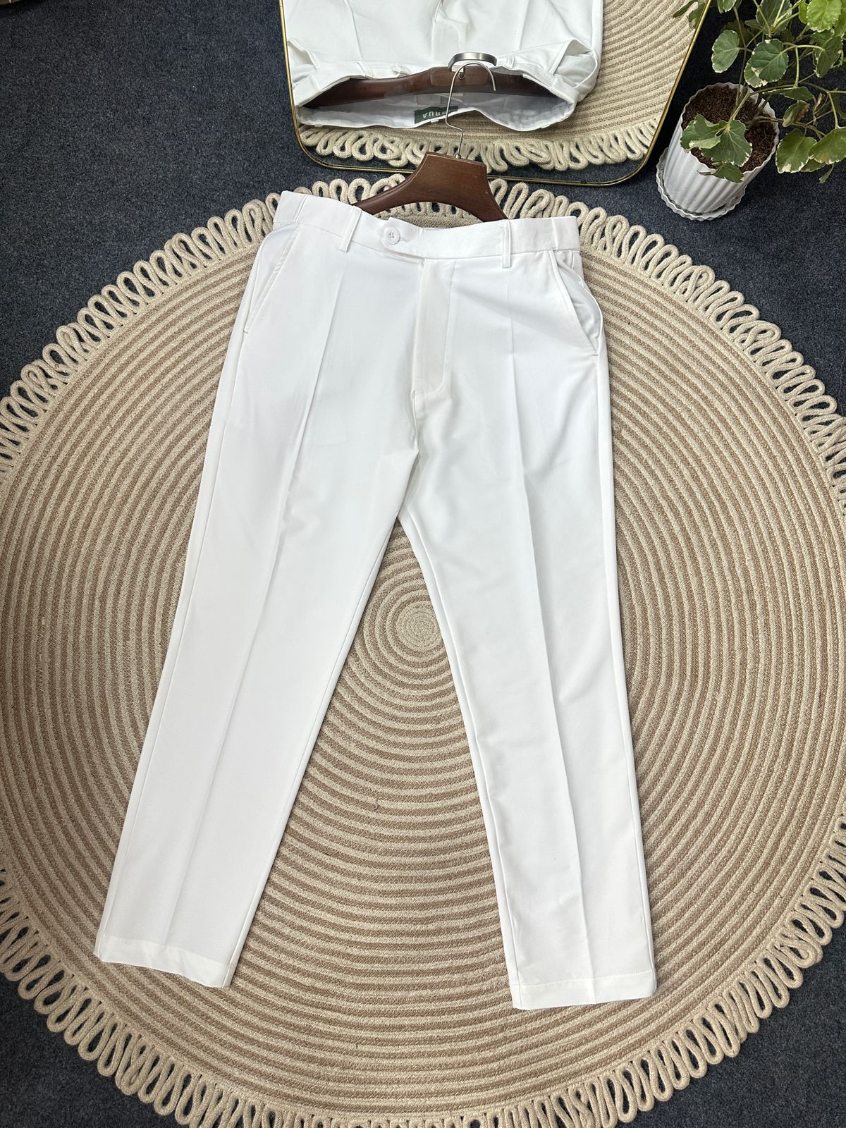Men's Adjustable Formal Pant (Off White)