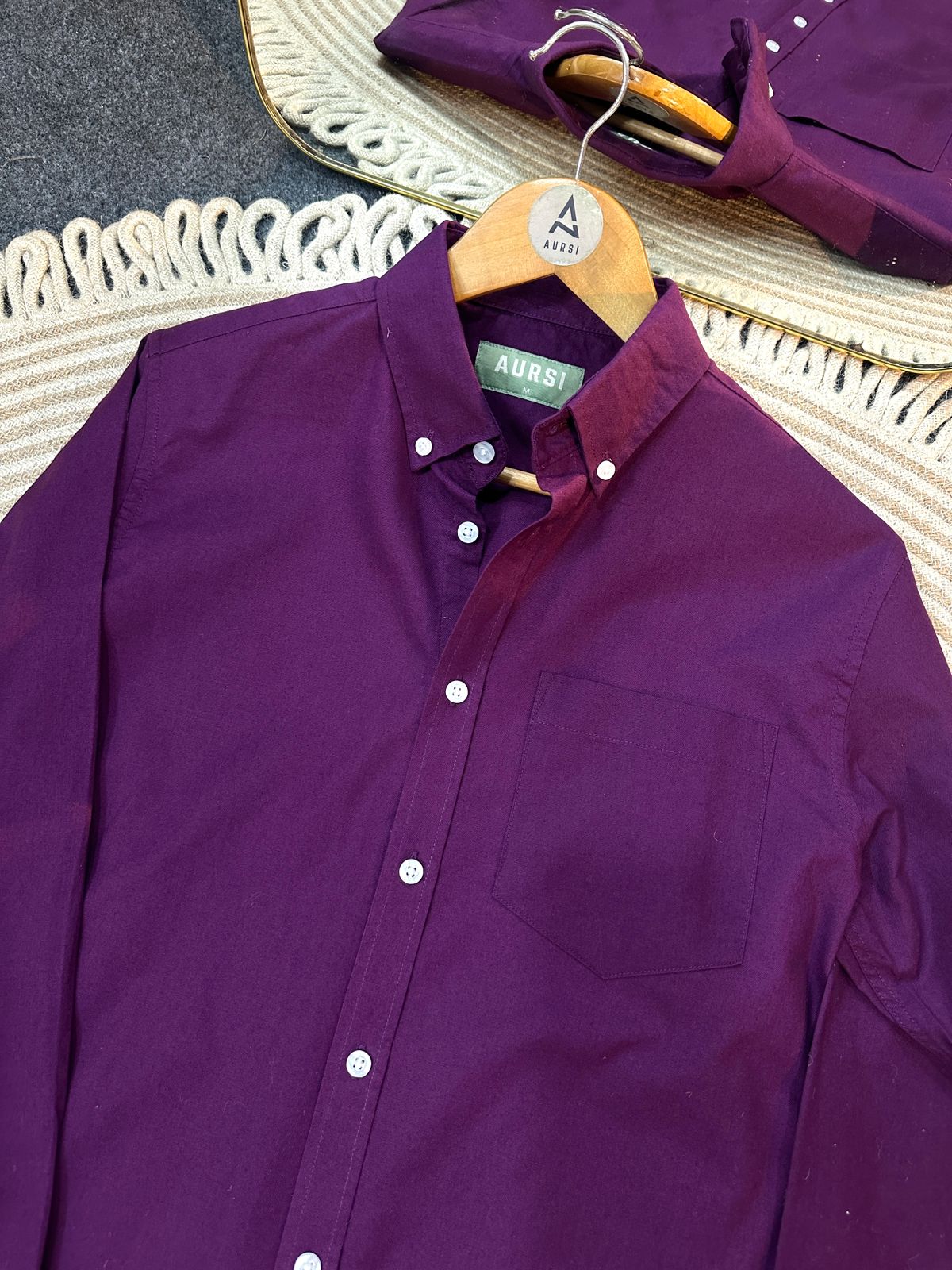 Men's Oxford Long Sleeve Formal Shirt - 26-35 (Magenta)