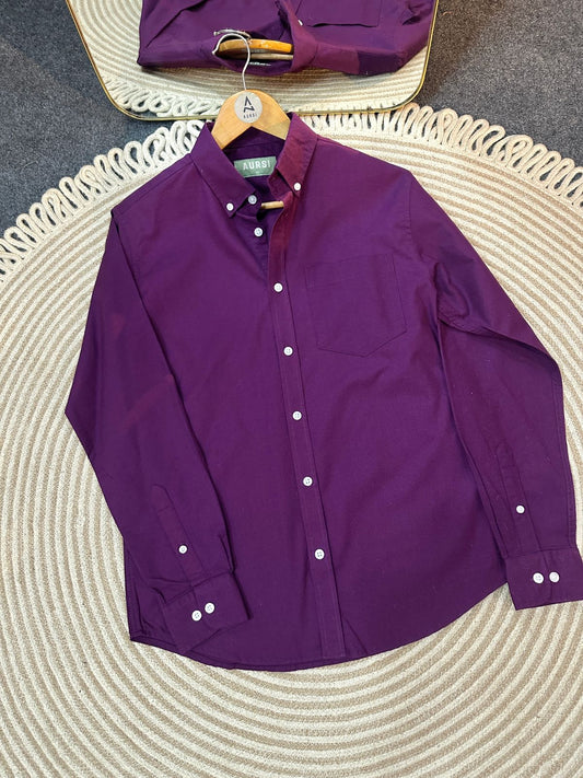 Men's Oxford Long Sleeve Formal Shirt - 26-35 (Magenta)