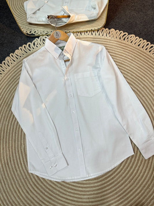 Men's Oxford Long Sleeve Formal Shirt - 26-34 (White)