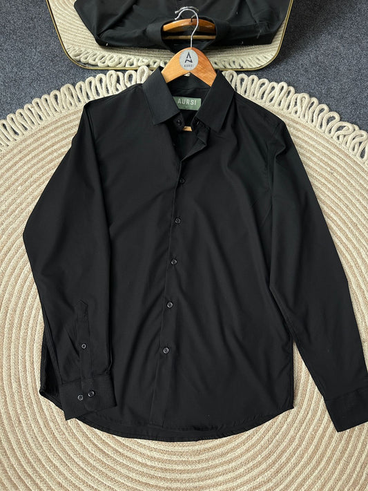 Men's Solid Formal Shirt (Black) - 26-49