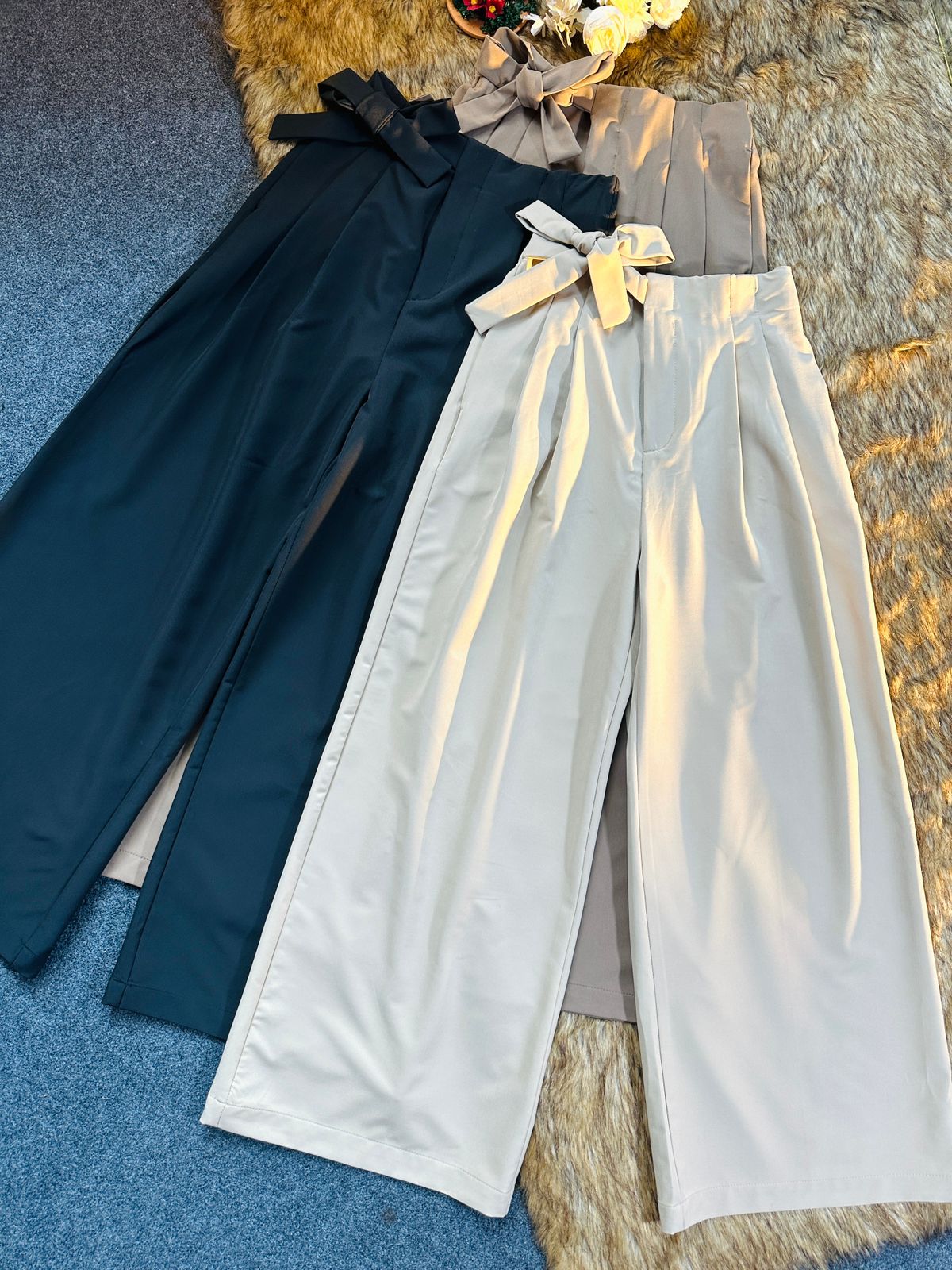 Ladies Straight Loose Fit Wide Leg Pants - 08 by AURSI