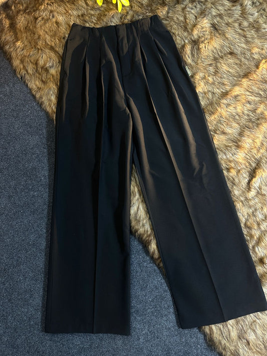Ladies Loose Fit Wide Leg Pants - 07 (Black)