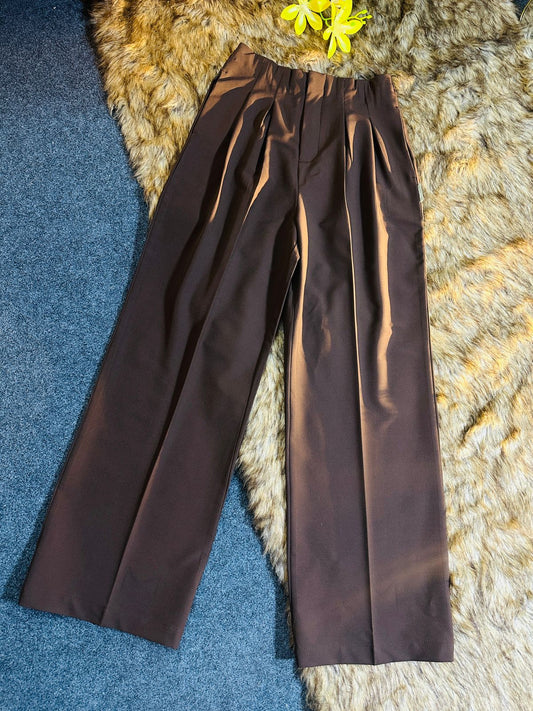 Ladies Loose Fit Wide Leg Pants - 07 (Chocolate)