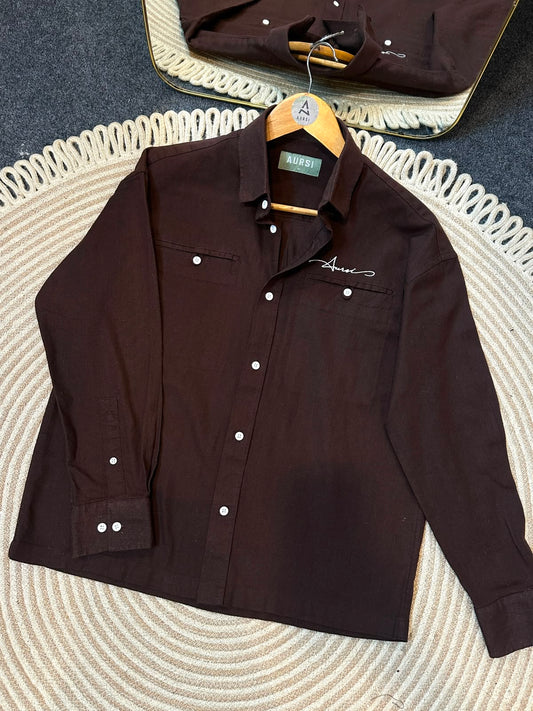 Boxy Linen Shirt (Coffee) - 26-59