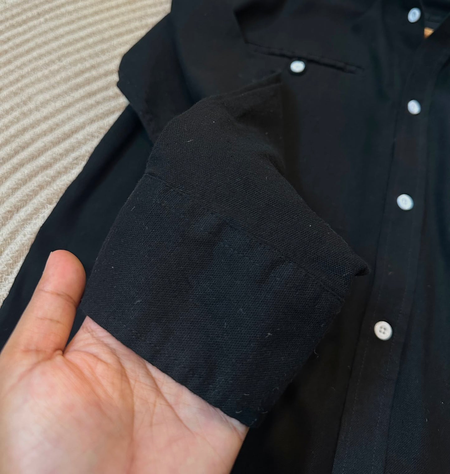 Boxy Linen Shirt (Black) - 26-58