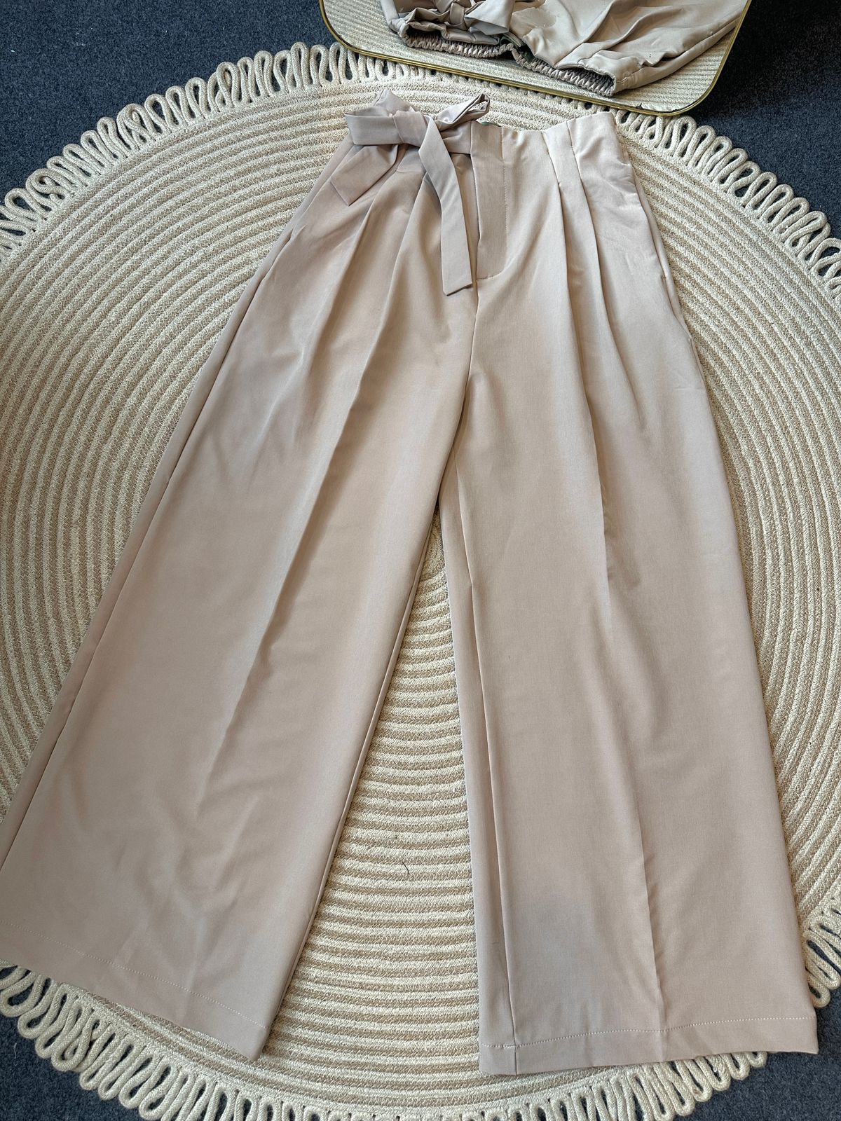 Ladies Straight Loose Fit Wide Leg Pants - 08 (Cream)