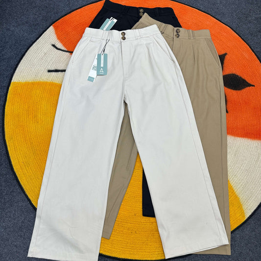 Twill Gabardine Wide Leg Pants