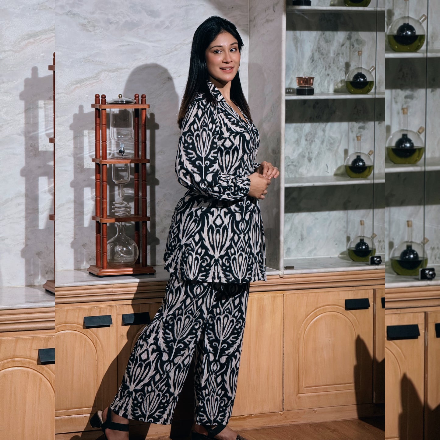 Black White Printed Co-Ord by AURSI
